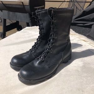 Black Leather Combat Boots